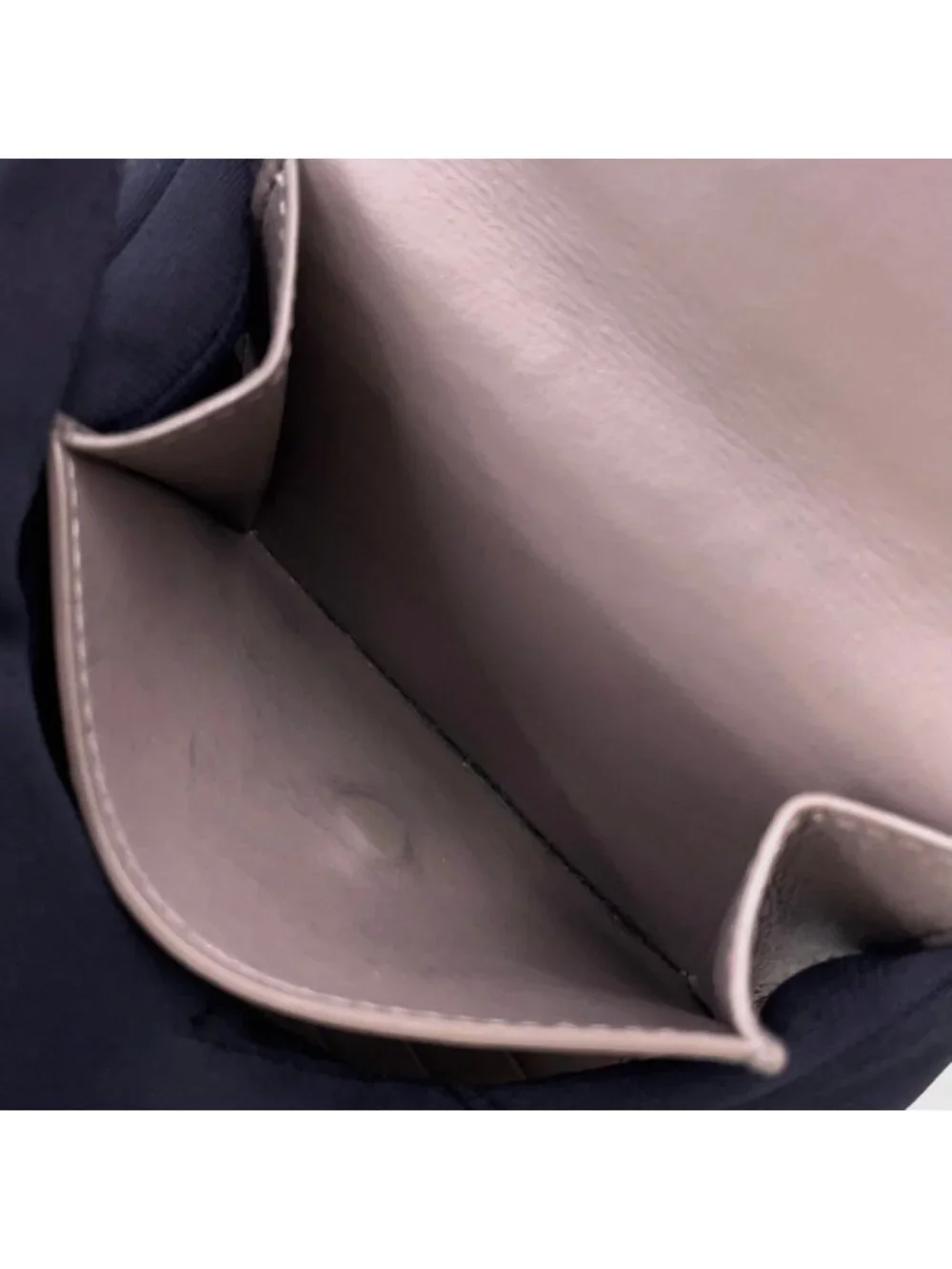 Celine Strap Wallet Leather Gray Bifold Gold